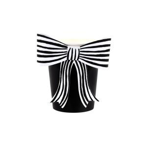 BLACK & WHITE STRIPY BOW CUPS