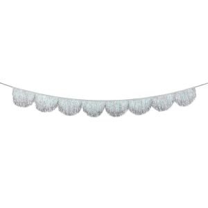 SILVER IRIDESCENT TINSEL SCALLOP GARLAND