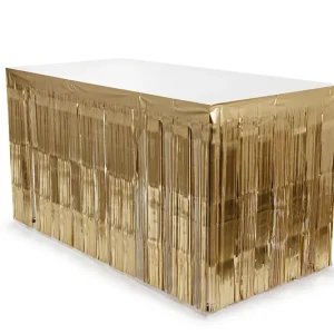 Fringe table skirt, luxury gold