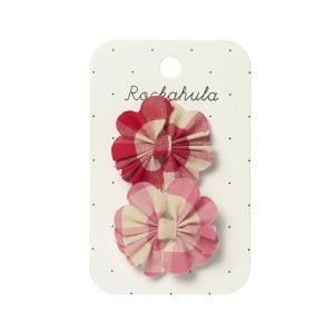Scalloped Gingham Bow Clips