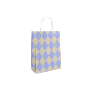 Paper bags with twisted handles Diamond vanilla + ice blue